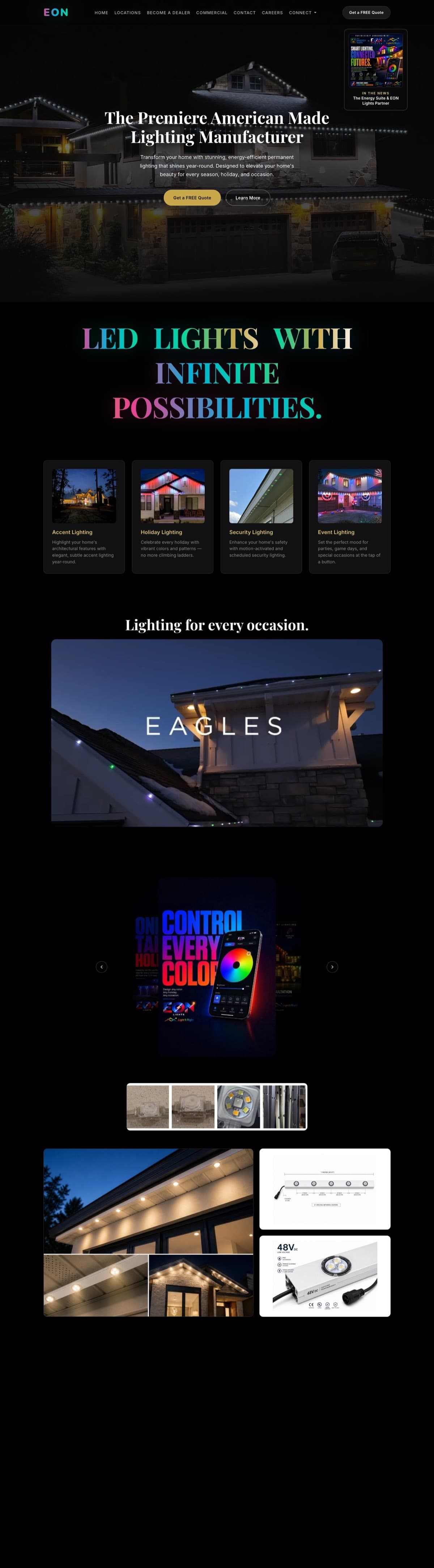 EON Lights website, full page