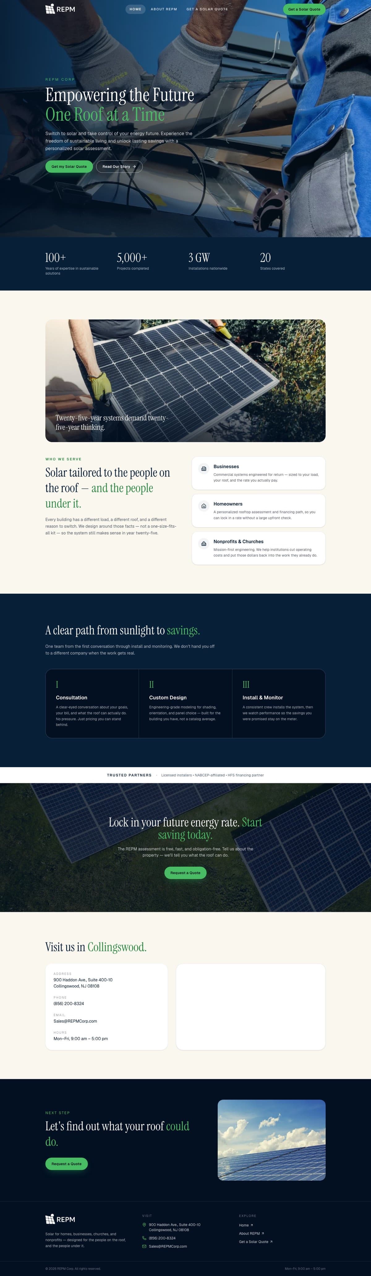 REPM Corp website, full page