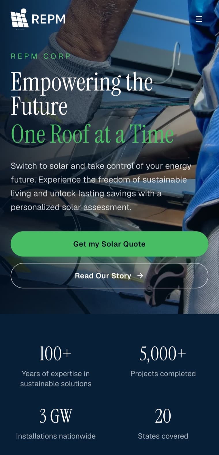 REPM Corp website on a phone